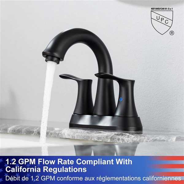Rainlex Centerset Faucet 4-in 2-Handle Bathroom Faucet with Matte Black Drain Assembly