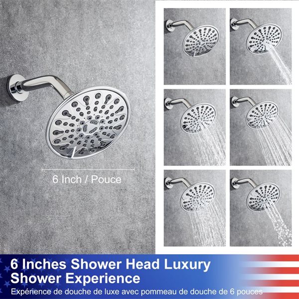 Rainlex 6-in Chrome Simple Single-Handle 6-Spray Bathtub Shower Faucet