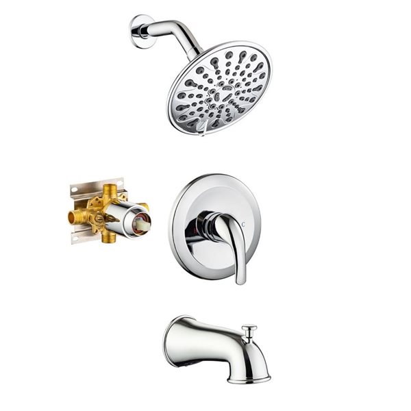 Rainlex 6-in Chrome Simple Single-Handle 6-Spray Bathtub Shower Faucet