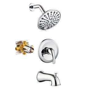 Rainlex 6-in Chrome Simple Single-Handle 6-Spray Bathtub Shower Faucet