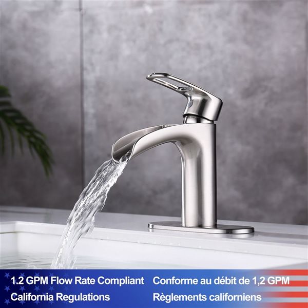 Rainlex 1-Handle Brushed Nickel Single Hole Bathroom Faucet