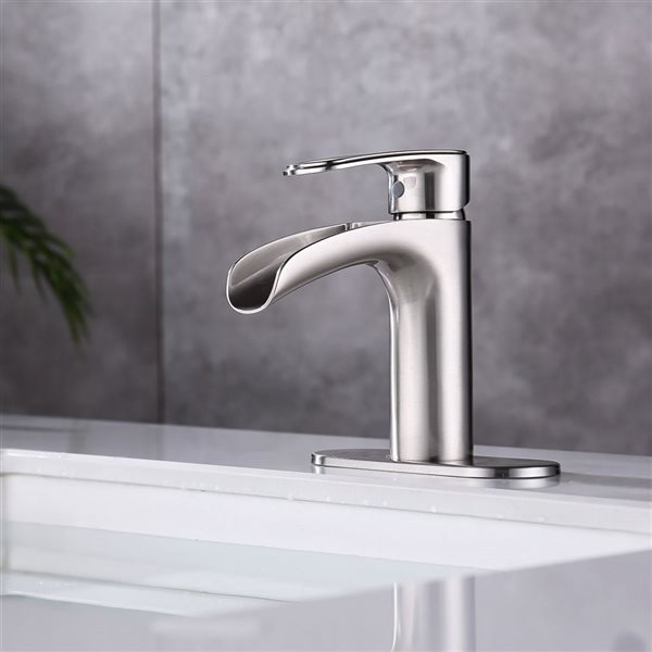 Rainlex 1-Handle Brushed Nickel Single Hole Bathroom Faucet