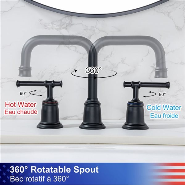 Rainlex Widespread Faucet 8-in 2-Handle Bathroom Faucet with Matte Black Drain Assembly