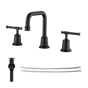 Rainlex Widespread Faucet 8-in 2-Handle Bathroom Faucet with Matte Black Drain Assembly