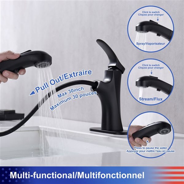 Rainlex 1-Handle Matte Black Vessel Sink Bathroom Faucet