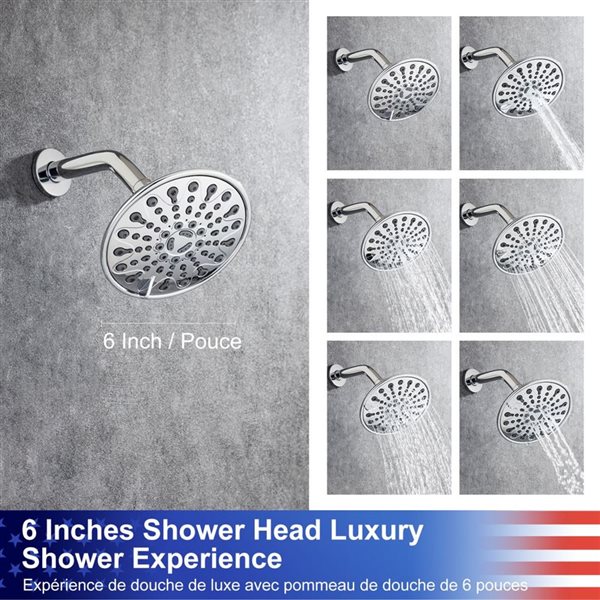 Rainlex 6-in Chrome Single-Handle 6-Spray Shower Faucet with Handheld