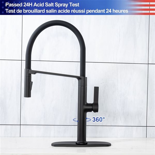 Rainlex Matte Black 1-Handle Magnetic Pull Out Touch Kitchen Faucet