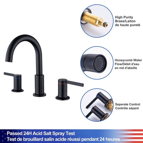 Rainlex 2-Handle Matte Black Widespread Bathroom Faucet with Drain Assembly