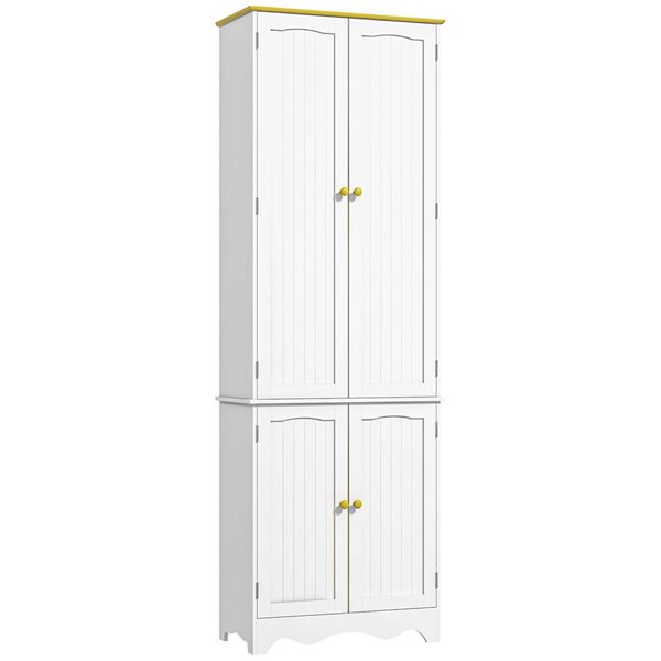 HomCom 24 W x 12 D x 72-in H White Composite Freestanding Kitchen Pantry Storage Cabinet w/ 4 Shelves and 4 Doors