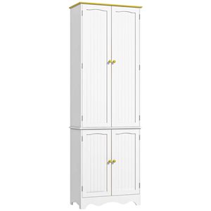 Armoire de rangement autoportante HomCom 24 l. x 12 p. x 72 po h. composite blanc avec 4 tablettes/4 portes