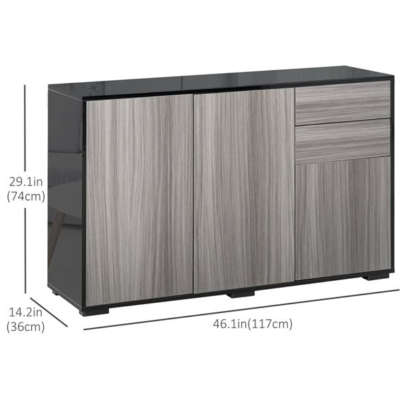 Armoire de rangement HomCom 46,1 l. x 14,2 p. x 29,1 po h. aspect bois gris vieilli avec 2 tiroirs