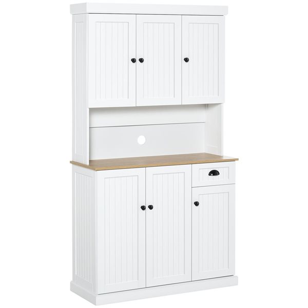 HomCom 39.8 W x 15.4 D x 70.9-in H White Composite Kitchen Pantry Storage Cabinet w/ 6 Doors and 1 Drawer