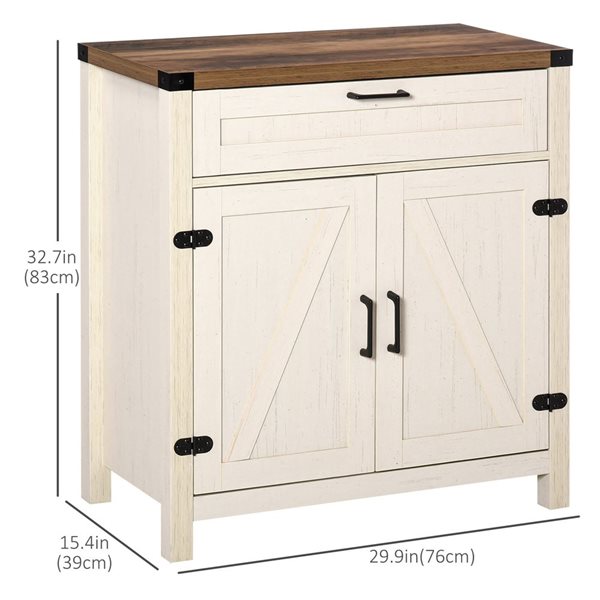 HomCom 29.9 W x 15.4 D x 32.7-in H Distressed White Composite Sideboard Buffet Cabinet w/ Drawer and Adjustable Shelf