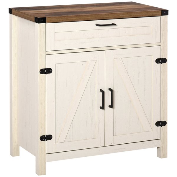 HomCom 29.9 W x 15.4 D x 32.7-in H Distressed White Composite Sideboard Buffet Cabinet w/ Drawer and Adjustable Shelf