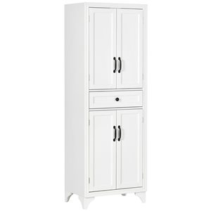 HomCom 23.6 W x 15 D x 66.9-in H White Composite Kitchen Pantry Storage Cabinet w/ 4 Doors and 1 Drawer