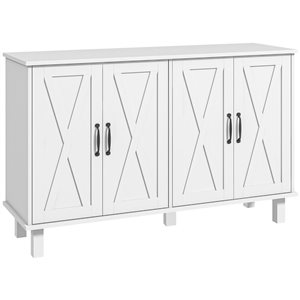 HomCom 47.2 W x 14.6 D x 29.5-in H White Composite Sideboard w/ 4 Doors and Ajustable Shelf