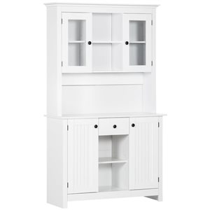 Buffet avec huche HomCom 41,7 l. x 15,6 p. x 70,7 po h. composite blanc avec 4 portes, 1 tiroir et tablettes