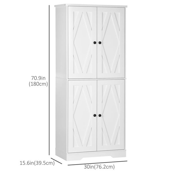 HomCom 30 W x 15.6 D x 70.9-in H White Composite Farmhouse Kitchen ...