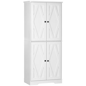 HomCom 30 W x 15.6 D x 70.9-in H White Composite Farmhouse Kitchen Pantry Storage Cabinet w/ 4 Doors