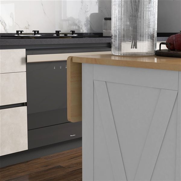 HOMCOM 41.3 W x 23.6 D x 35.6-in H White Kitchen Island w/ Drop Leaf and Storage