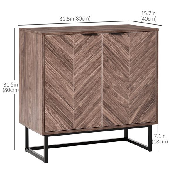 HomCom 31.5 W x 15.7 D x 31.5-in H Walnut MDF Kitchen Storage Cabinet w/ Adjustable Shelf and Black Steel Legs