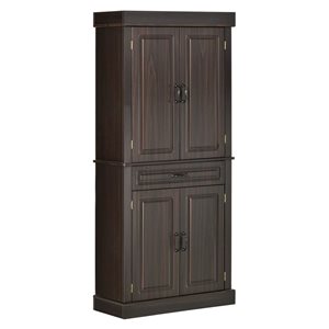 Armoire de rangement autoportante HomCom 31,5 l. x 13,8 p. x 70,9 po h. composite café avec 4 portes et large tiroir