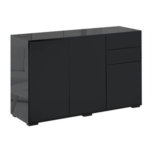 HomCom 46.1 W x 14.2 D x 29.1-in H Black Particleboard Modern Storage Cabinet w/ 3 Doors and 2 Drawers