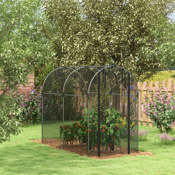Outsunny Plant Protection Tent Crop Cage with Door - 4 x 8-ft - Black