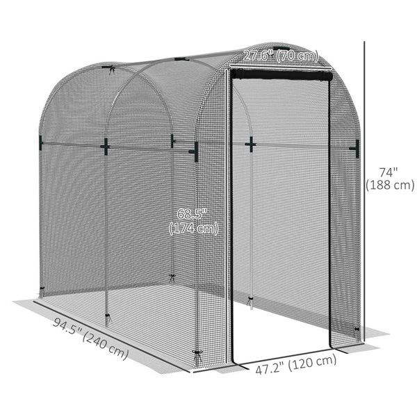 Outsunny Plant Protection Tent Crop Cage with Door - 4 x 8-ft - Black