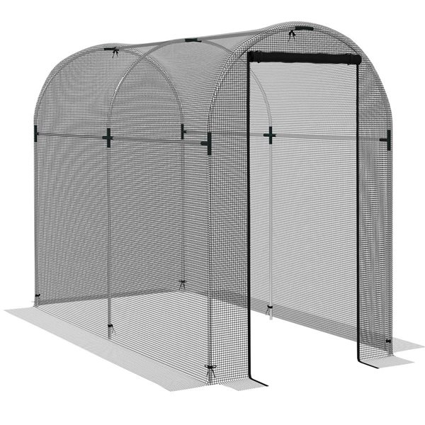 Outsunny Plant Protection Tent Crop Cage with Door - 4 x 8-ft - Black