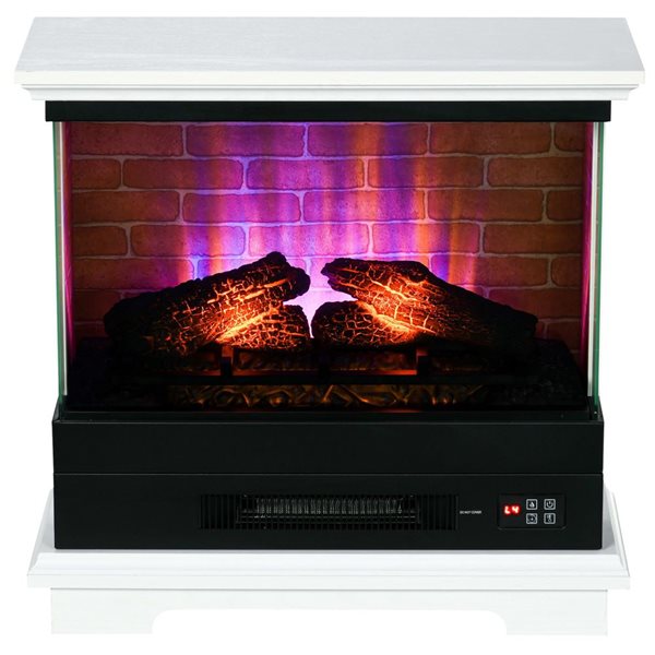 Electric fireplace with remote control and 12-hour timer by HOMCOM - 26-in - White