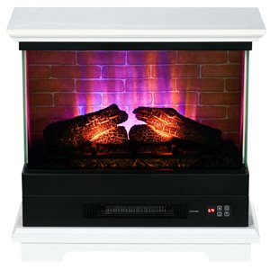 Electric fireplace with remote control and 12-hour timer by HOMCOM - 26-in - White