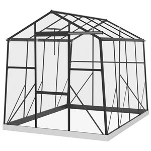 Serre de plain-pied en aluminium de serre en polycarbonate Outsunny de 6 x 8 pi