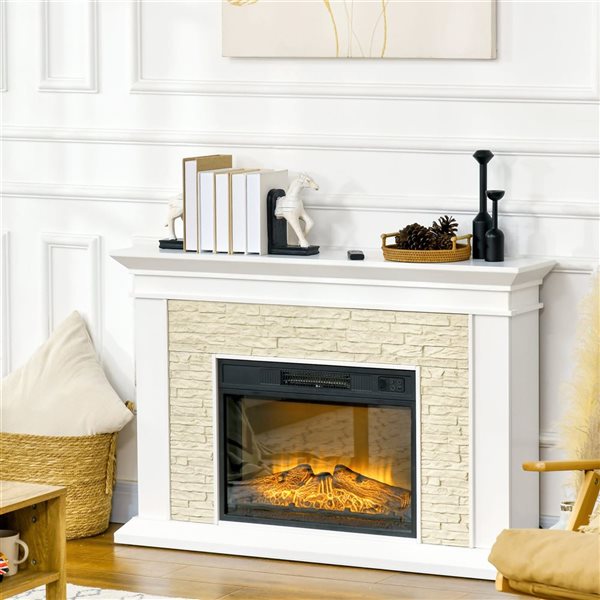 Electric fireplace with remote control and 12-hour timer by HOMCOM - 31.5-in - White