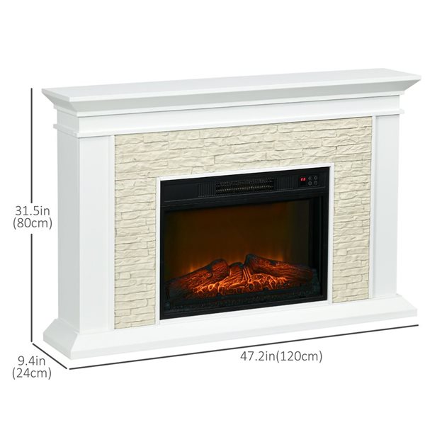 Electric fireplace with remote control and 12-hour timer by HOMCOM - 31.5-in - White