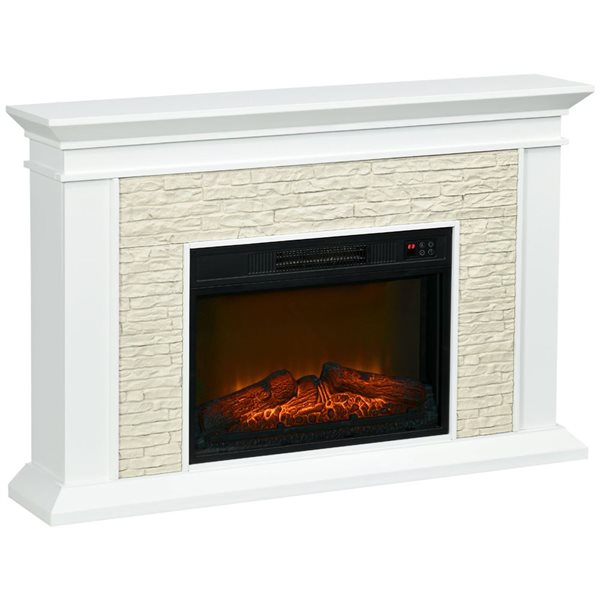 Electric fireplace with remote control and 12-hour timer by HOMCOM - 31.5-in - White