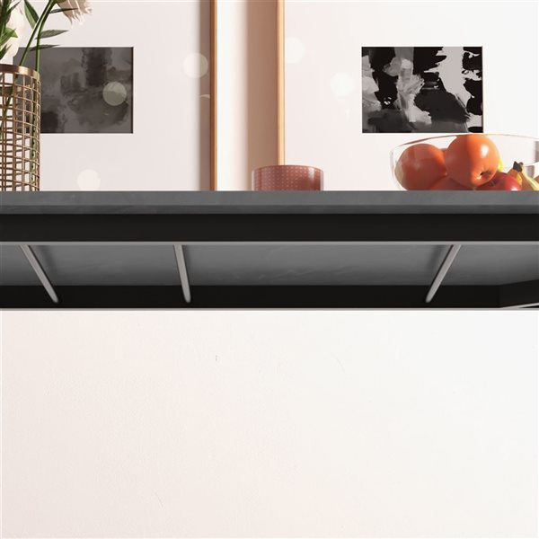 HomCom Dark Grey Rectangular Extendable Removable Leaf Kitchen Table - Composite Top with Steel Base