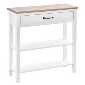 HomCom 30 W x 11 D x 32-in H Pine Wooden Modern Entryway Narrow Console Table with Drawer and 2 Shelves - White