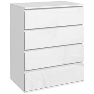 Commode à 4 tiroirs HomCom en panneau d'aggloméré blanc lustré  23,6 l. x 15,7 p. x 31,5 po h.