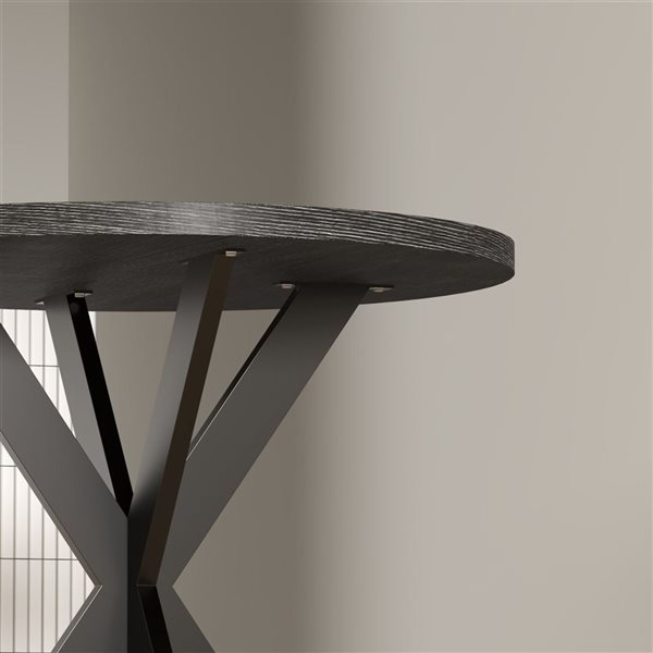 HomCom 30-in Black Round Fixed Dining Table - MDF Top and Metal Crisscross Legs