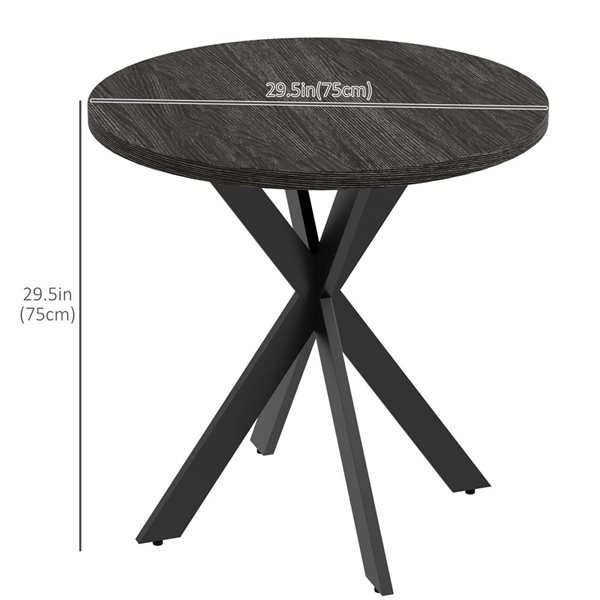 HomCom 30-in Black Round Fixed Dining Table - MDF Top and Metal Crisscross Legs