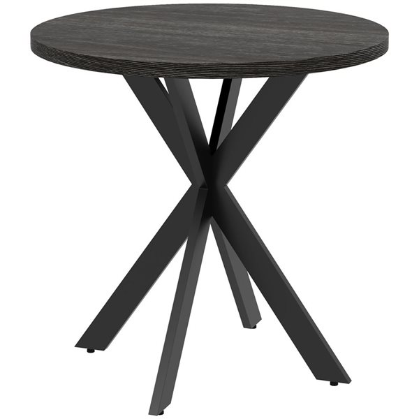 HomCom 30-in Black Round Fixed Dining Table - MDF Top and Metal Crisscross Legs