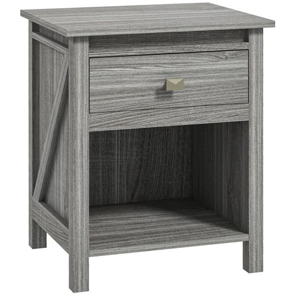 Table de nuit en composite gris HomCom style campagnard avec tiroir et tablette 19 l. x 16 p. x 23 po h.