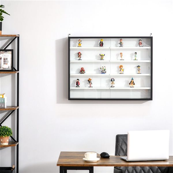 thumbnail image 2 of HOMCOM 7-Tier Wall Display Cabinet W/ Sliding Glass Doors – White, 80x9.5x83 Cm 2 of 4