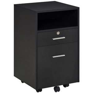 Vinsetto 15 W x 16 D x 26-in H Black Composite Wood 2-Drawer Mobile Filing Cabinet on Wheels w/ Shelf