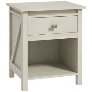 HomCom 19 W x 16 D x 23-in H Cream Composite Farmhouse-Style Nightstand w/ Drawer and Shelf