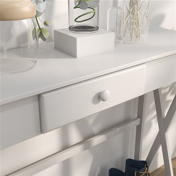 HomCom 39 W x 12 D x 32-in H Composite Entryway Narrow Console Table with Drawer and Storage Shelf - White