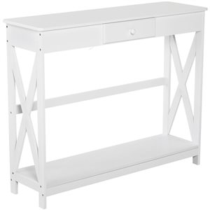 HomCom 39 W x 12 D x 32-in H Composite Entryway Narrow Console Table with Drawer and Storage Shelf - White