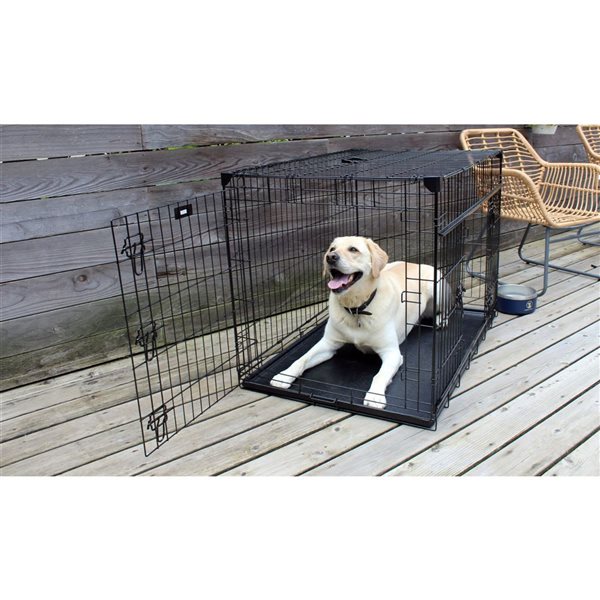 Lucky Dog Dwell Series 42 L x 28 W x 31-in H Black Sliding Door Dog Wire Crate