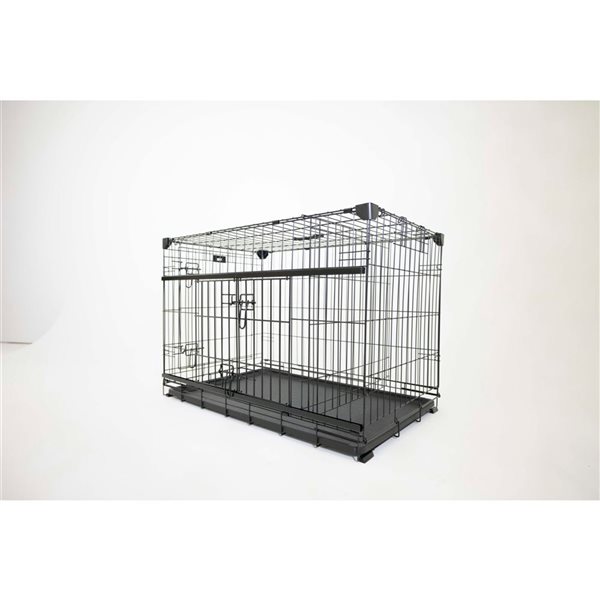 Lucky Dog Dwell Series 36 L x 24 W x 27-in H Black Sliding Door Dog Wire Crate